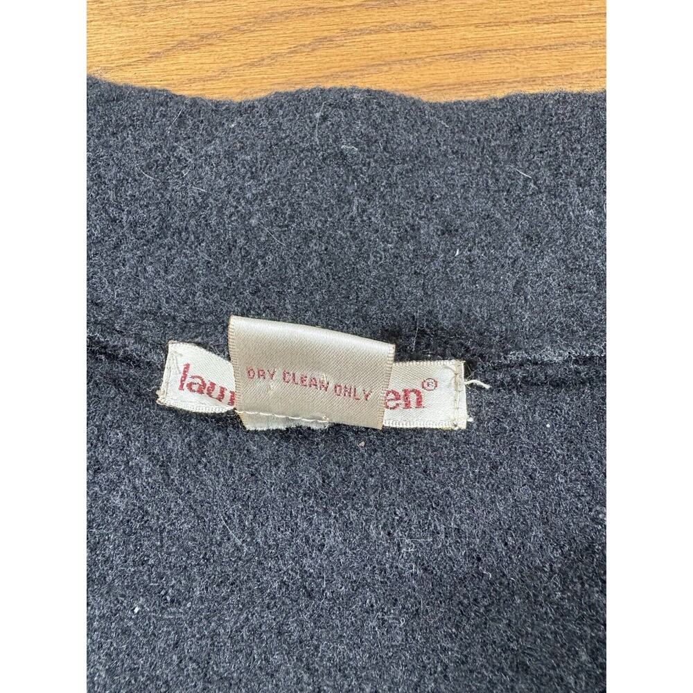 Lauren Hansen Sweater Womens S Black Wool Leather Floral Embroidered Vintage - Picture 13 of 14